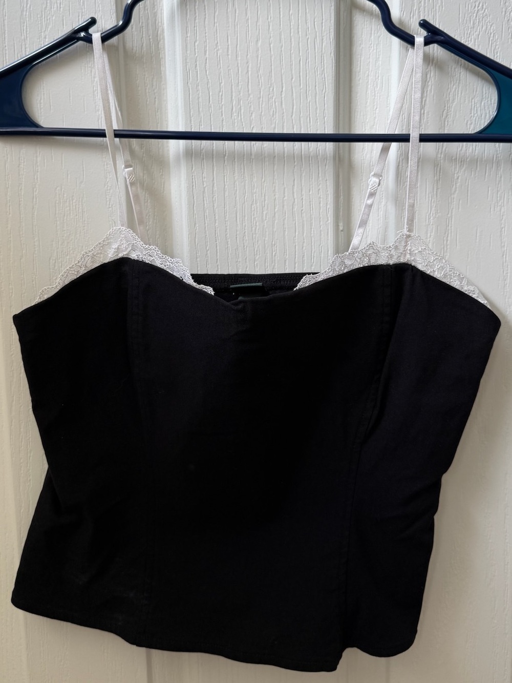 Black w/ White Lace Trim Cami Top